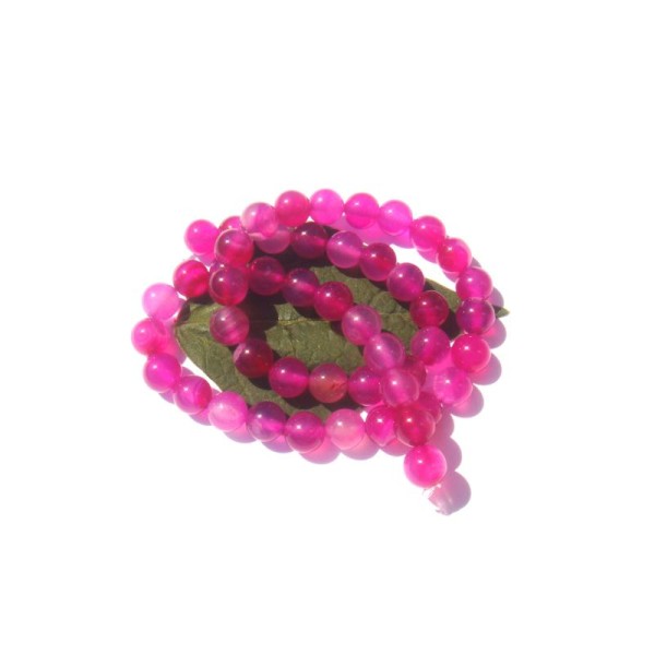 Agate teintée rose : 5 perles 8 mm de diamètre - Photo n°1