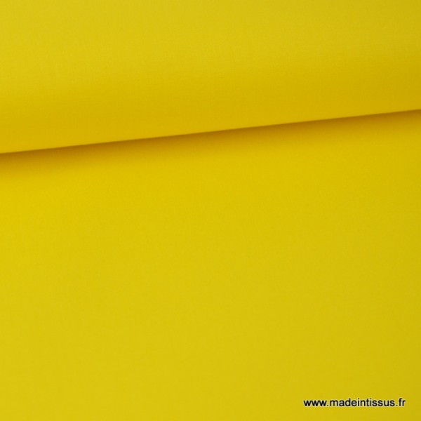 tissu Popeline coton oeko tex uni jaune citron - Photo n°1