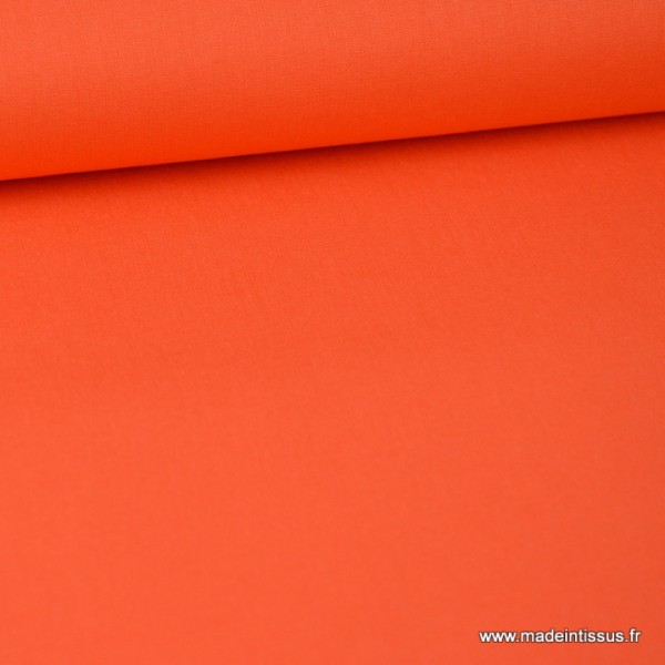 tissu Popeline coton oeko tex uni orange clair - Photo n°1