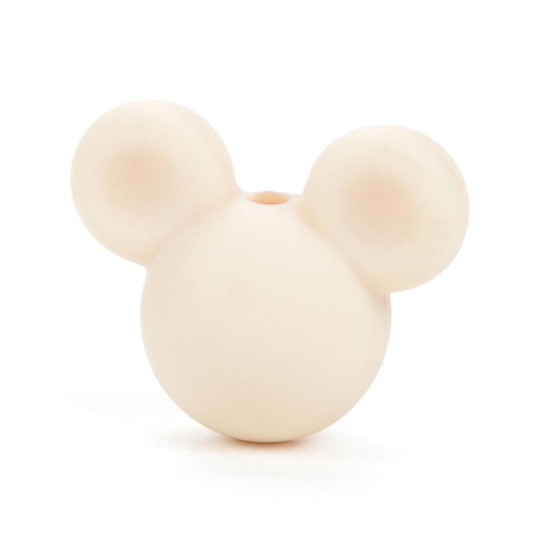 Perle en Silicone Beige Souris 24mm x 20mm Mickey, Creation attache tetine, bijoux - Photo n°1