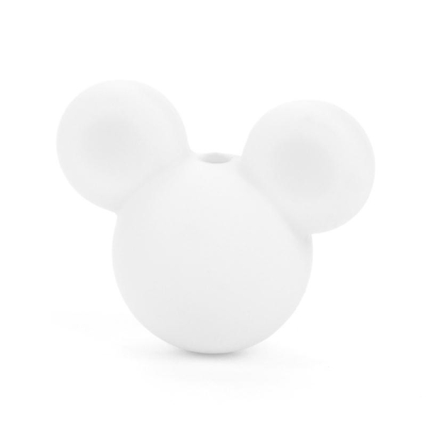 Perle en Silicone Blanc Souris 24mm x 20mm Mickey, Creation attache tetine, bijoux - Photo n°1