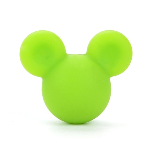 Perle en Silicone Vert Souris 24mm x 20mm Mickey, Creation attache tetine, bijoux - Photo n°1