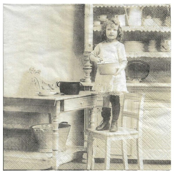4 Serviettes en papier Enfant Fille dans la Cuisine Format Lunch - Photo n°1
