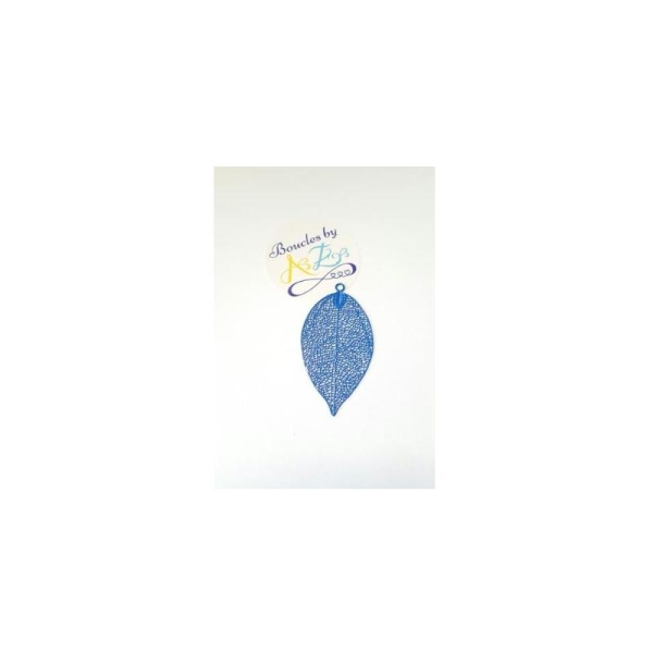 Estampe filigrane feuille bleue 49*26mm - Photo n°1