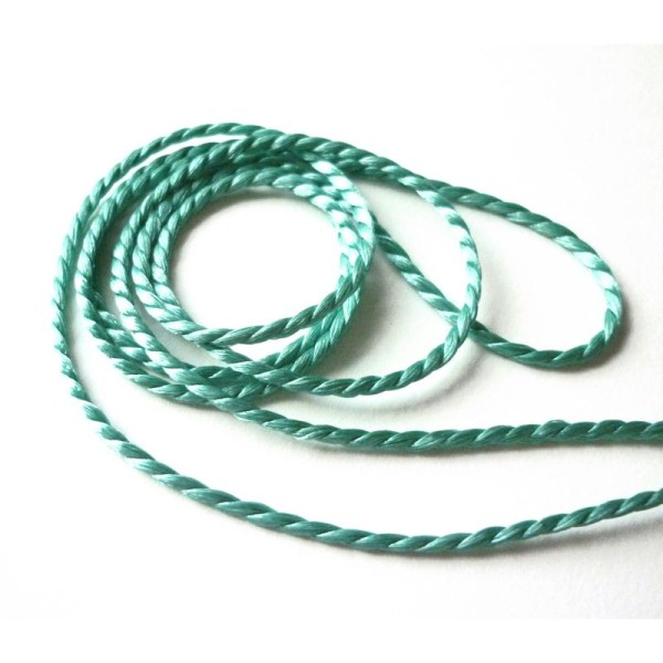Cordelette cordon 2mm vert turquoise torsadé, souple - au mètre -  Elastiques fils et cordons - Creavea