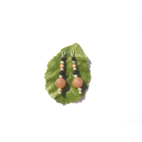 Pierre de Soleil, Spinelle : Paire de petits pendentifs 2,8 CM de hauteur - Photo n°1