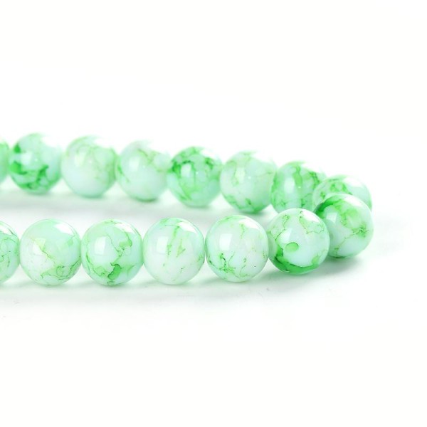 40 perles en verre effet craquelé Vert 10mm - SC13432 - Photo n°1