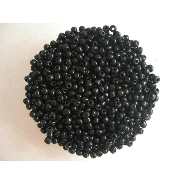 10G Perles rocaille noir brillant 8/0 (3mm) - Photo n°1