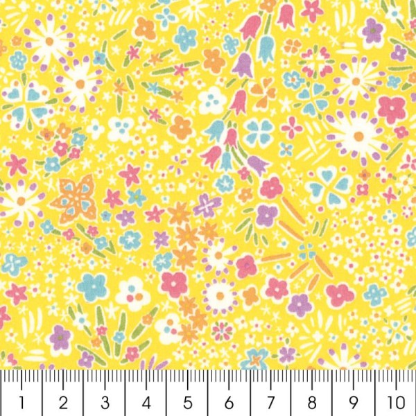 Tissu Liberty Kayoko jaune - 3039 C - Par 10 cm (sur mesure) - Photo n°2