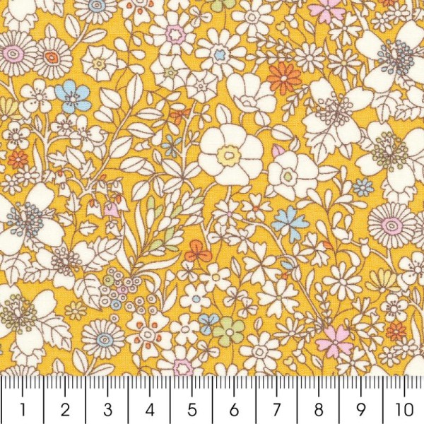 Tissu Liberty June's meadow jaune - 3152 C - Par 10 cm (sur mesure) - Photo n°2