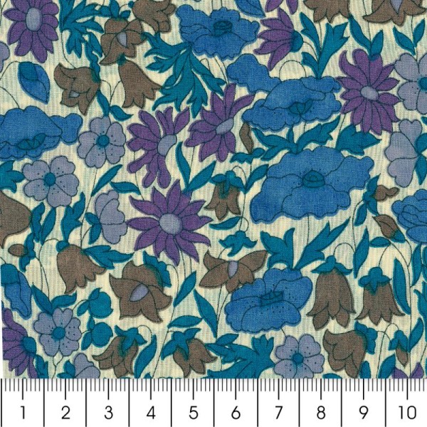 Tissu Liberty Poppy daisy bleu - 4095 K - Par 10 cm (sur mesure) - Photo n°2