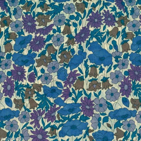 Tissu Liberty Poppy daisy bleu - 4095 K - Par 10 cm (sur mesure) - Photo n°1