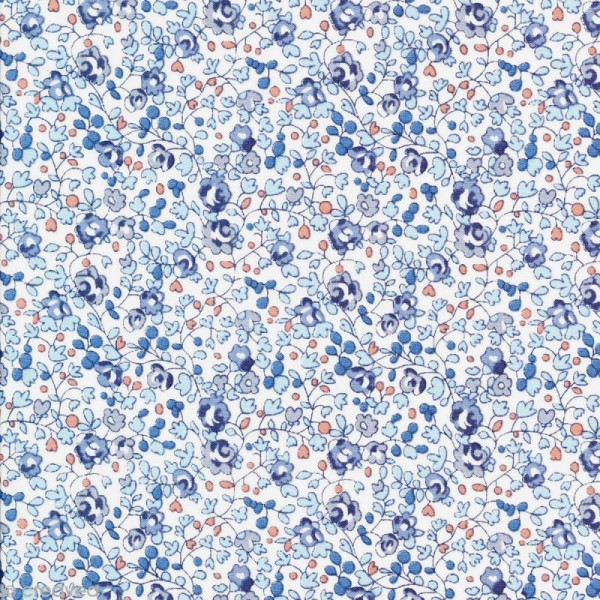 Tissu Liberty Eloise bleu - 7015 D - Par 10 cm (sur mesure) - Photo n°1