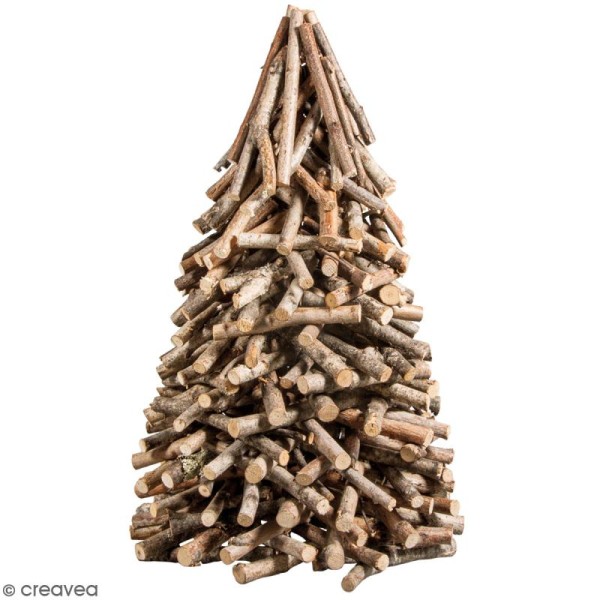 Sapin de Noël en bois naturel - 25 x 40 cm - Photo n°1