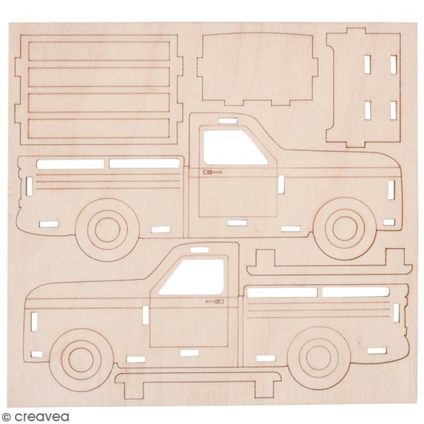 Kit Camionnette 3D en bois à monter - 51 x 17 x 20,5 cm - Photo n°1