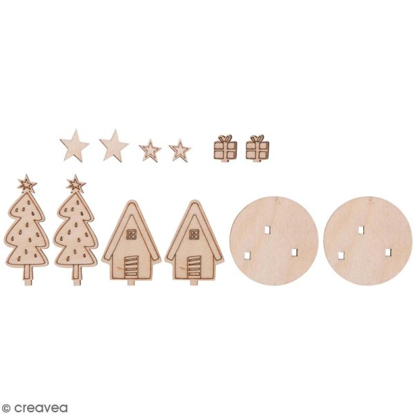 Mini décor 3D - Sapins de Noël et maisons - 5 x 5,8 cm - Photo n°1
