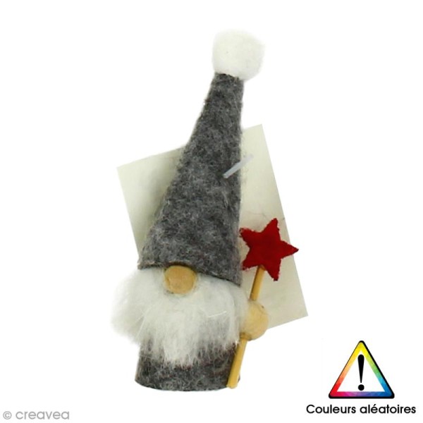 Miniature décorative à poser - Coloris aléatoire - Gnome de Noël en feutrine - 2 x 7 cm - Photo n°1