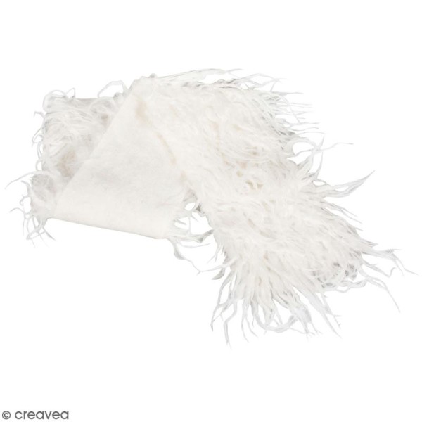 Coupon de fausse fourrure à poils longs - Blanc - 60 x 10 cm - Photo n°1