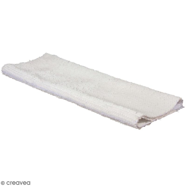Coupon de tissu à sequins réversibles - Blanc / Nacré - 42 x 32 cm - Photo n°1