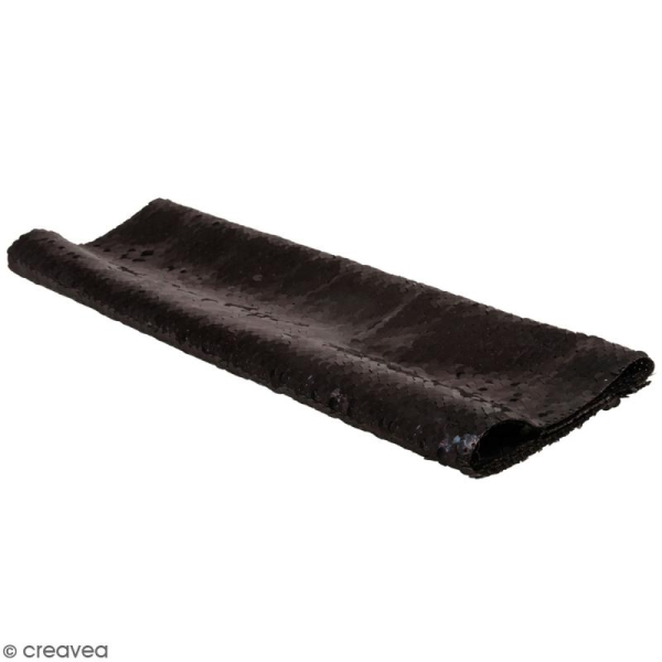 Coupon de tissu à sequins réversibles - Noir / Argenté - 42 x 32 cm - Photo n°1