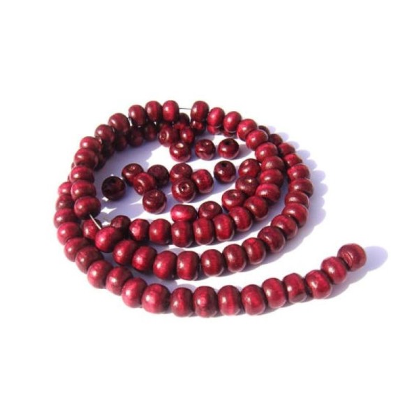 200 perles irrégulières en bois 5 MM x 6 MM couleur Rose Indien - Photo n°1