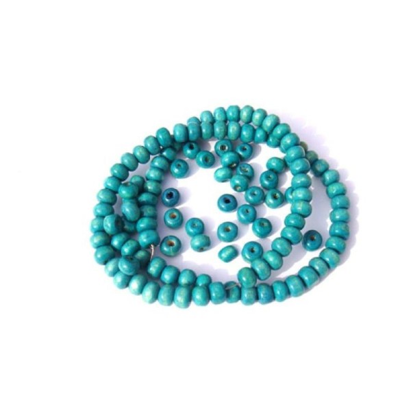 200 perles irrégulières en bois 5 MM x 6 MM couleur turquoise délavé - Photo n°1