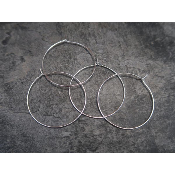 35 mm, Créoles rondes métal argenté supports de boucles d'oreilles, 10 pcs - Photo n°1