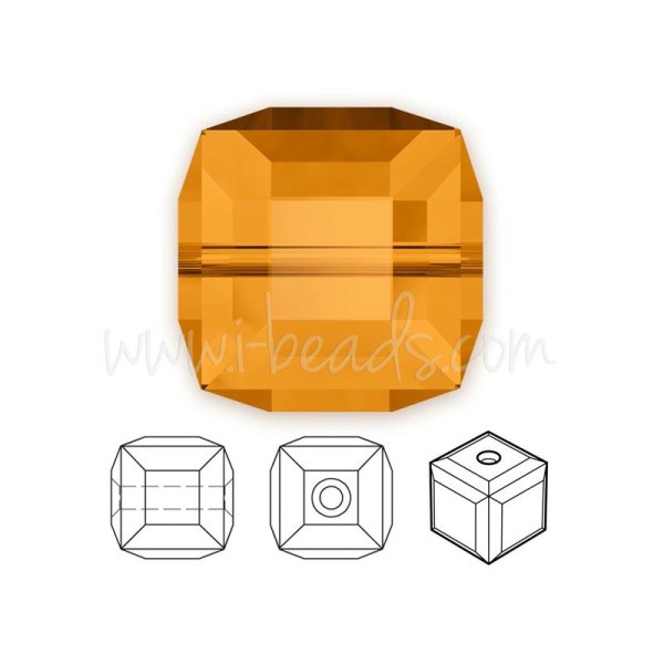 Perles Cube Swarovski Topaz 8Mm (2) - Photo n°1