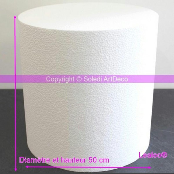 Grand Cylindre en polystyrène 50x50 cm, Support Styropor densité Pro, 28 kg/ m3 - Photo n°1