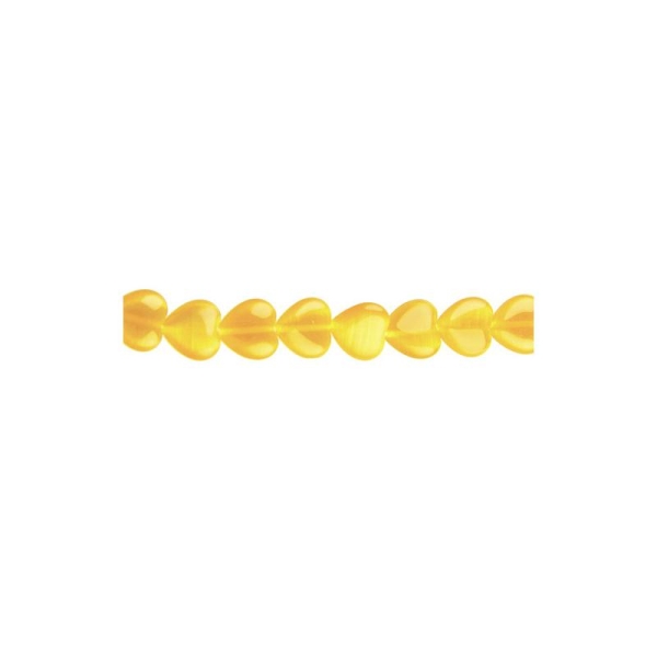 10x Perles en Verre Oeil de Chat Coeurs 8mm JAUNE AMBRE - Photo n°1