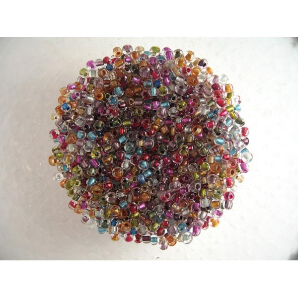 10G Perles rocaille multicolore transparent 8/0 (3mm) - Photo n°1