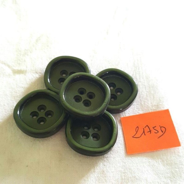 5 Boutons résine vert - 25x25mm - 2175D - Photo n°1