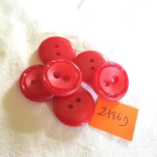 7 Boutons résine rouge - 22mm - 2186D - Photo n°1