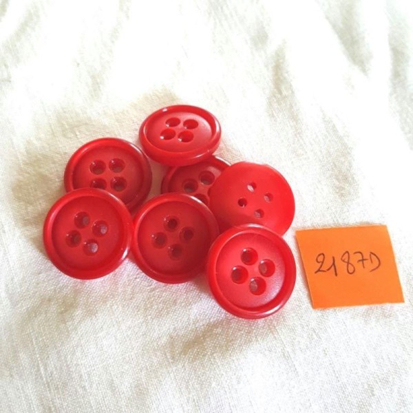 7 Boutons résine rouge - 22mm - 2187D - Photo n°1