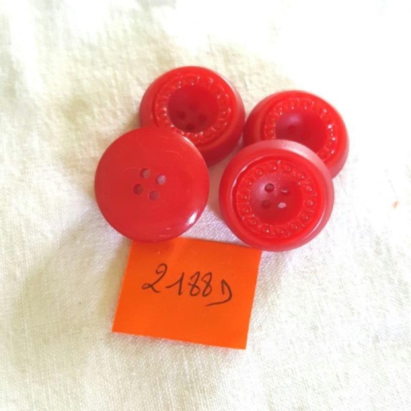 4 Boutons résine rouge - 22mm - 2188D - Photo n°1