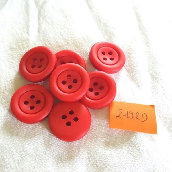 7 Boutons résine rouge - 23mm - 2192D - Photo n°1