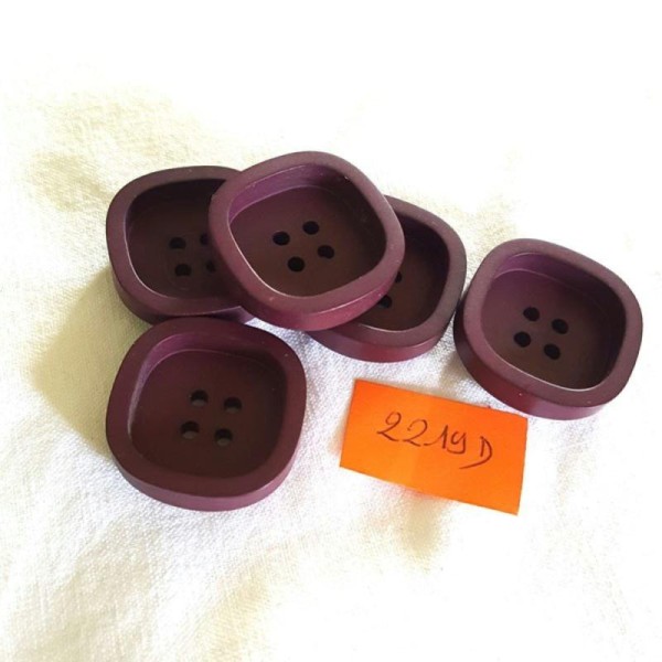 5 Boutons résine violet  - 28mm - 2219D - Photo n°1