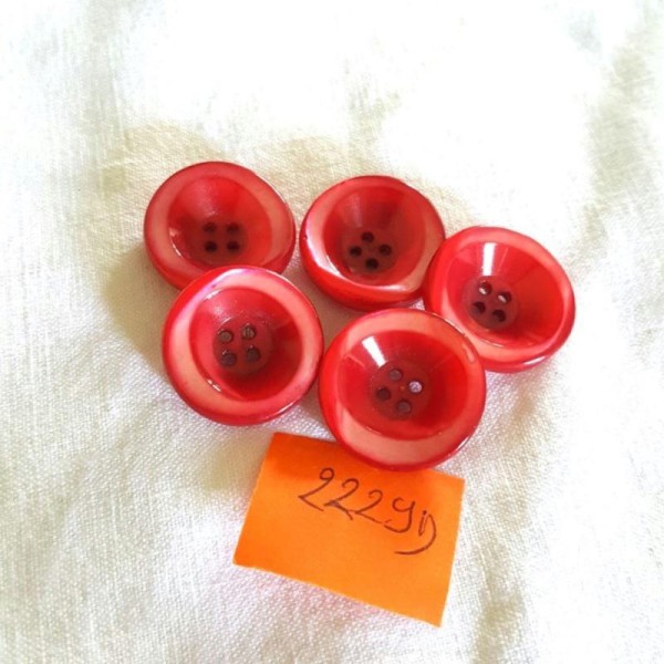 5 Boutons nacre rouge  - 23mm - 2229D - Photo n°1