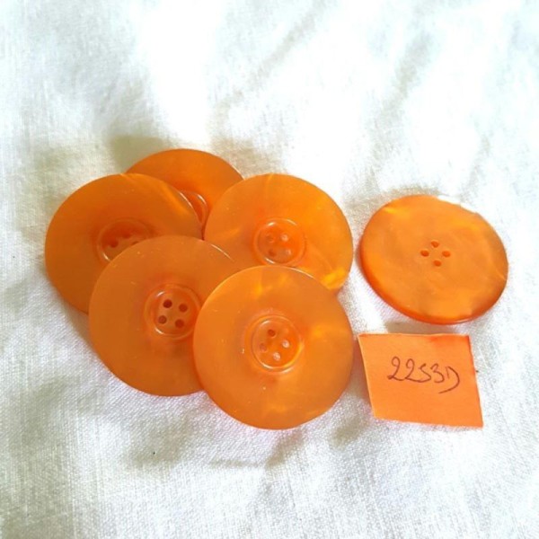6 Boutons résine orange - 21mm - 2253D - Photo n°1