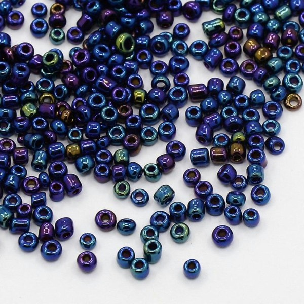 1000 PERLES DE ROCAILLE multicolore bleu, violet et vert ø 2 mm 12/0 - creation bijoux - Photo n°1