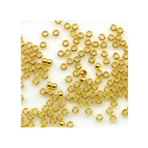 300 PERLES A ECRASER RONDES metal dore diametre 2 mm - creation bijoux perles - Photo n°1
