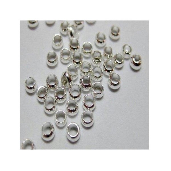 300 PERLES A ECRASER RONDES metal argente diametre 2 mm - creation bijoux perles - Photo n°1