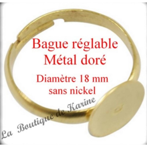 10 BAGUES REGLABLE METAL dore 18 mm - plateau fimo - creation bijoux perles - Photo n°2