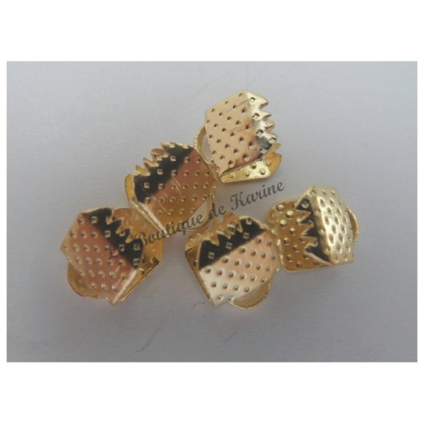 30 embouts PINCES ATTACHE RUBANS metal dore 8 x 6 mm - creation bijoux perles - Photo n°1