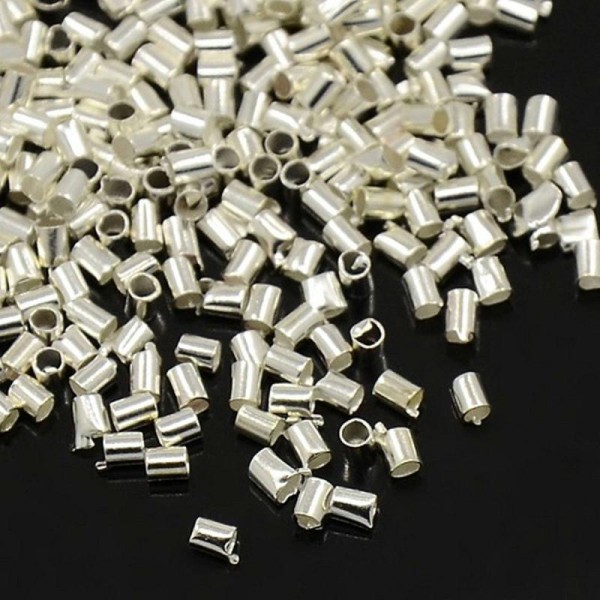 300 PERLES à ECRASER TUBE metal argente clair 1,5 mm - creation bijoux perles - Photo n°1
