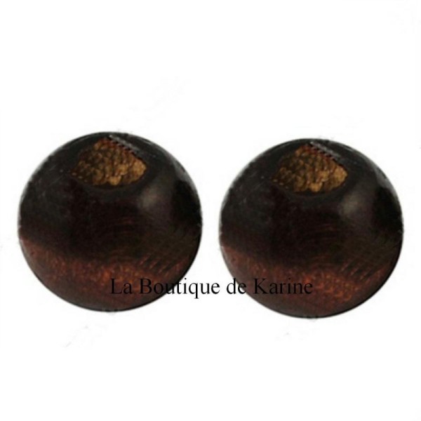 200 PERLES RONDES en BOIS marron 6 x 5 mm - creation bijoux - Photo n°1