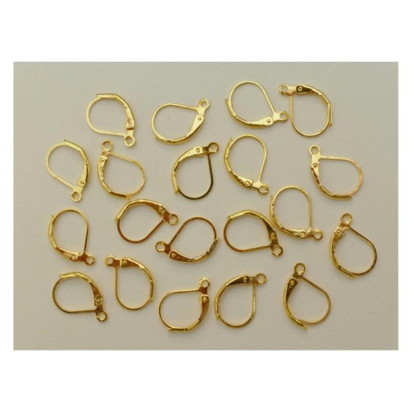 20 CROCHETS DORMEUSES supports BOUCLES d'oreilles metal dore 10x15 mm - creation bijoux perles - Photo n°1