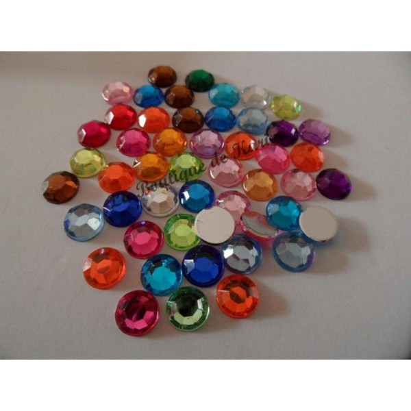 40 PERLES STRASS ROND a coller acrylique multicolore 6 mm - creation bijoux perles - Photo n°1