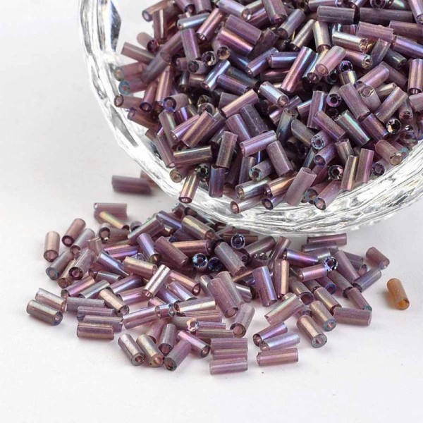 Lot de 500 PERLES de ROCAILLE TUBE Violet 5 mm diamètre 1,8 mm - creation bijoux - Photo n°1