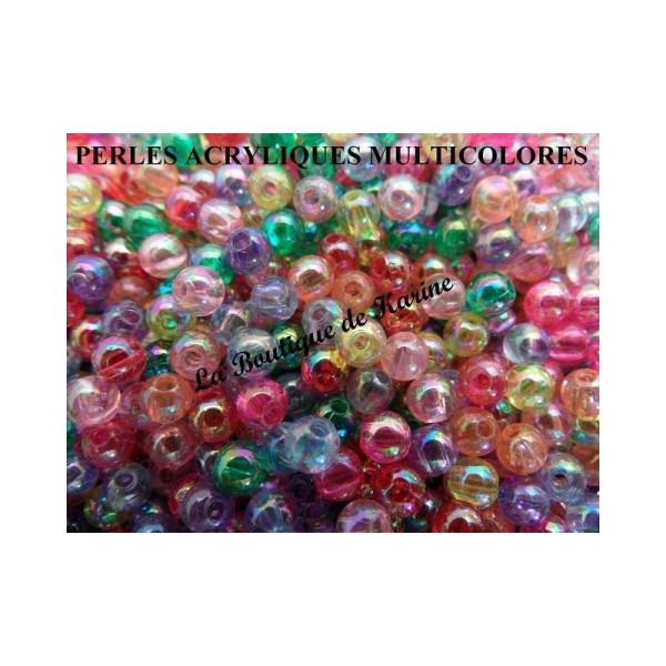 250 PERLES NACREES ACRYLIQUES multicolores ø 4 mm  - creation bijoux - Photo n°2
